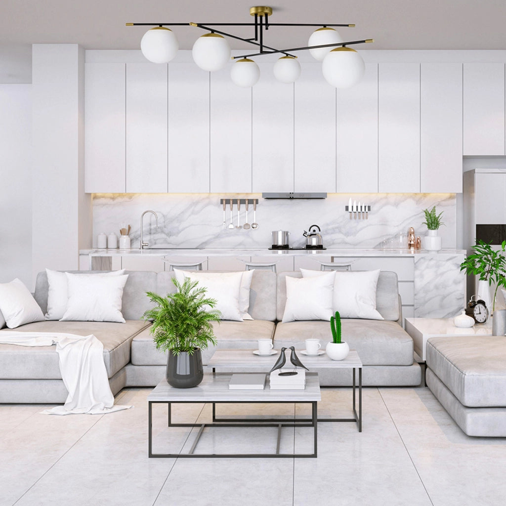 Maytoni Lampadario contemporaneo Nostalgia 6 luci E14 oro opaco metallo diffusori vetro