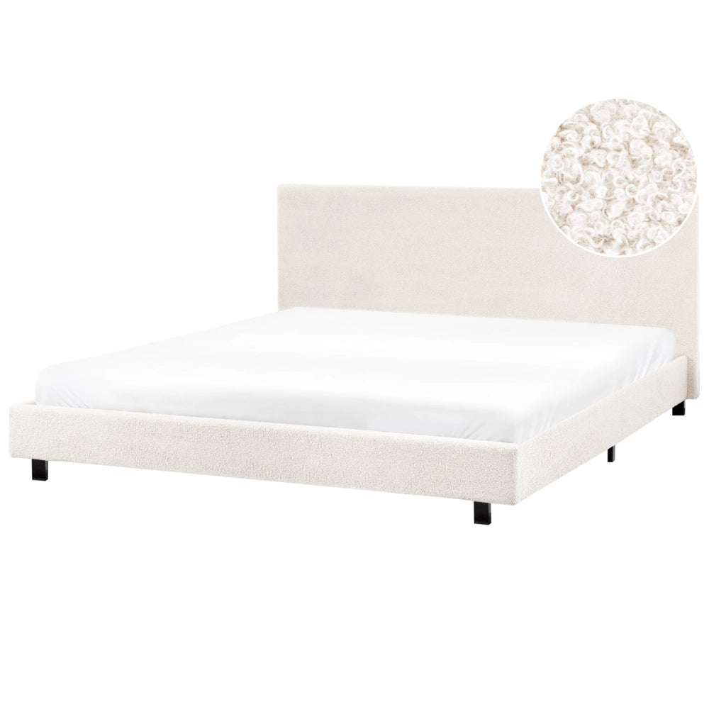 Letto matrimoniale ad acqua in bouclé bianco sporco 180 x 200 cm poggiatesta Design moderno