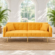 Divano letto 2 posti 215x81,5 cm con schienale regolabile in velluto giallo