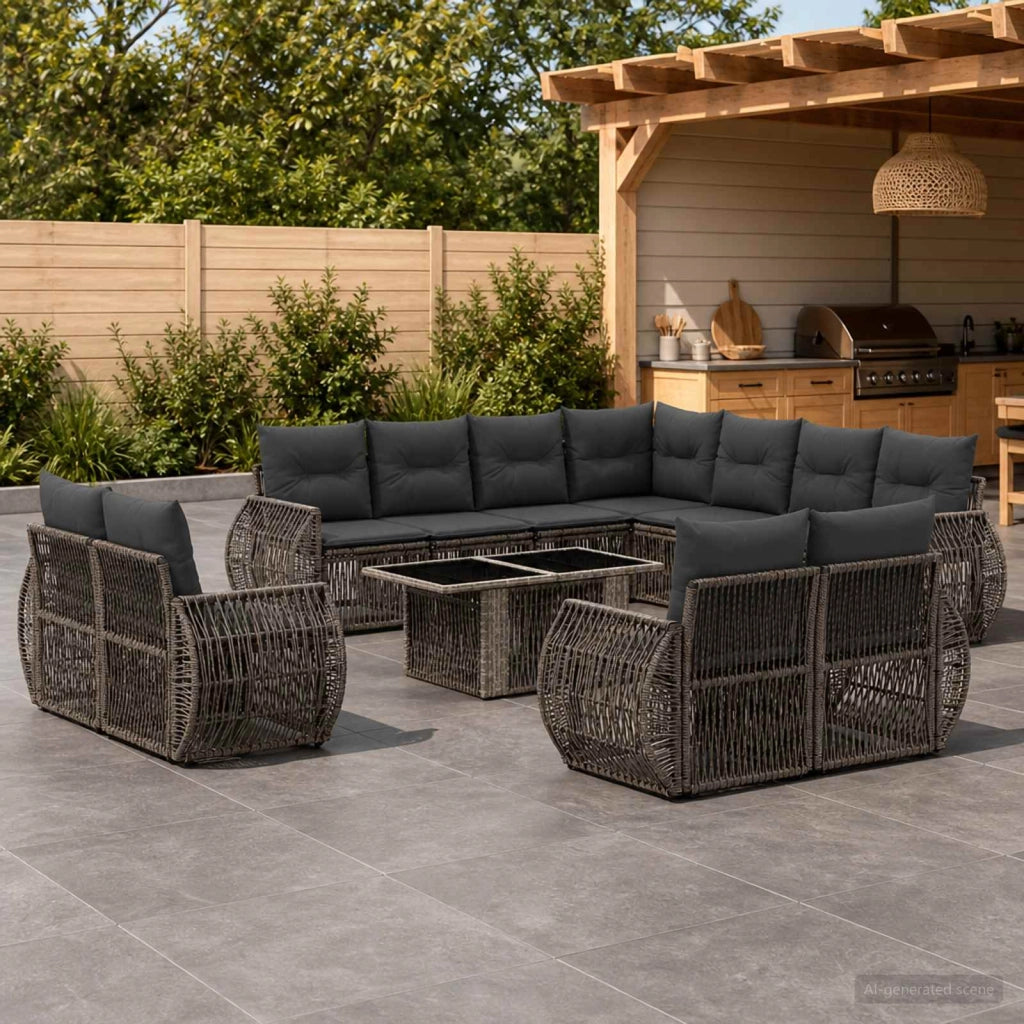 Set Divano da Giardino 12 pz Grigio e Grigio Scuro polyrattan 3437024