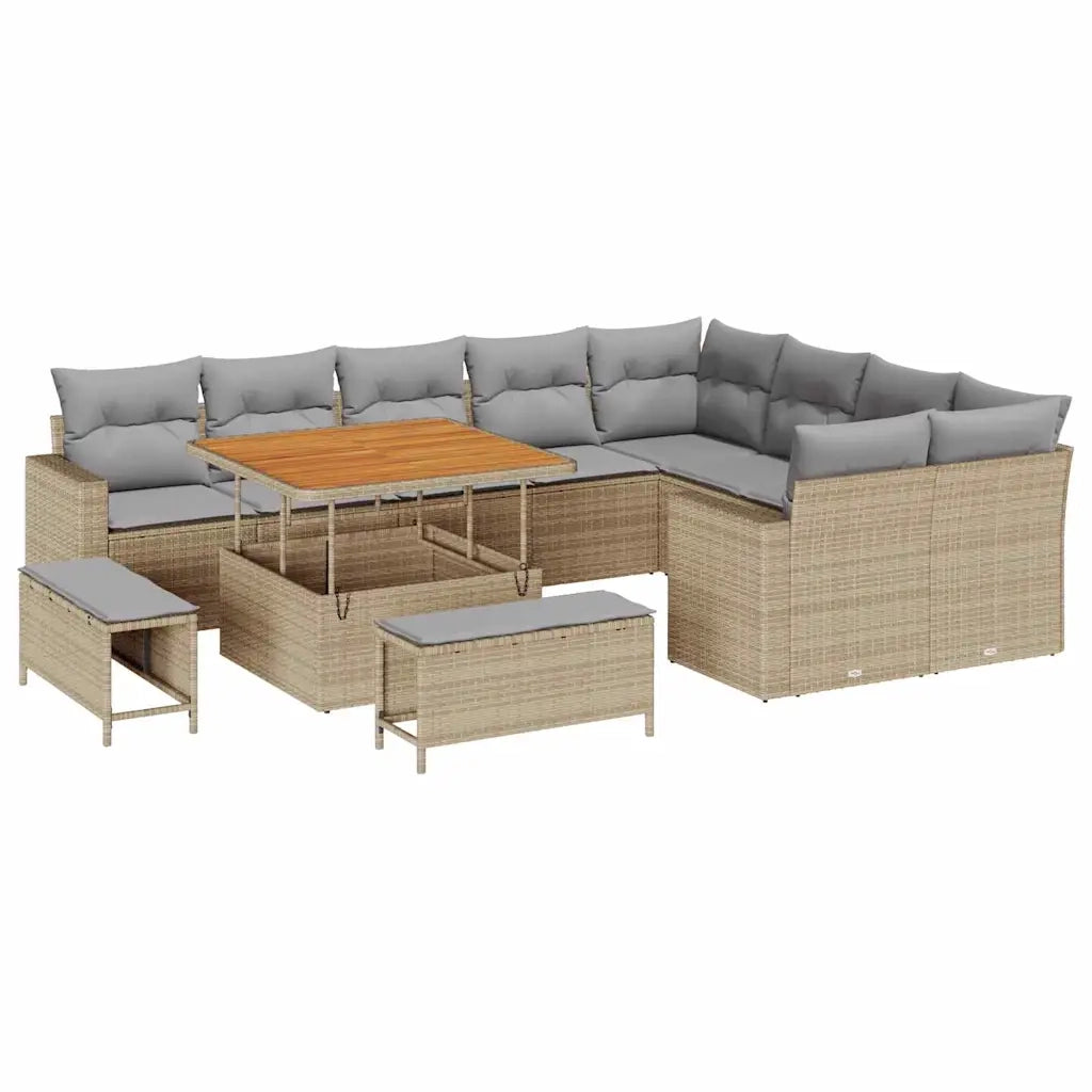 Set Divano da Giardino 12 pcs Beige polyrattan 3361647