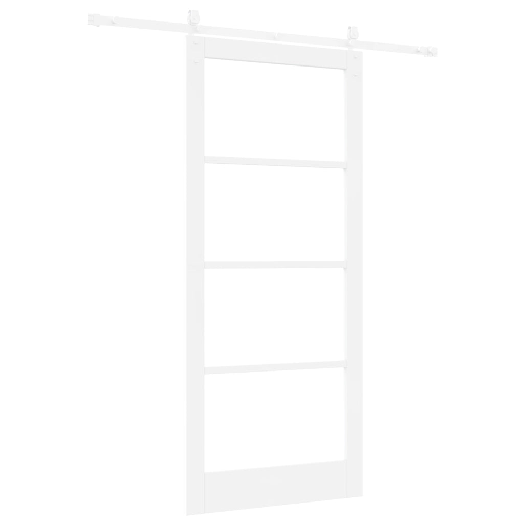 Set di Porta Scorrevole  con Hardware Bianco 93x211 cm in Legno Massiccio di Pino