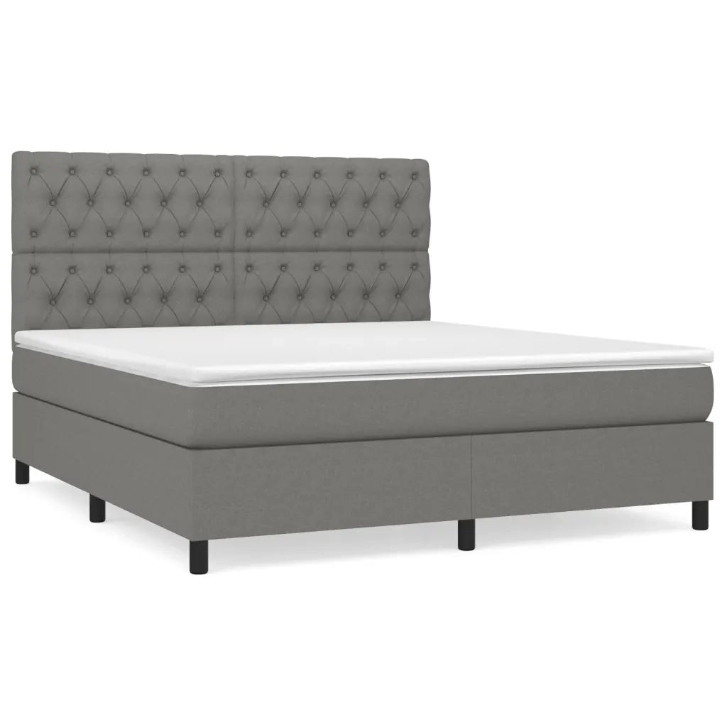 Giroletto a Molle con Materasso Grigio Scuro 160x200 cm Tessuto 3142026