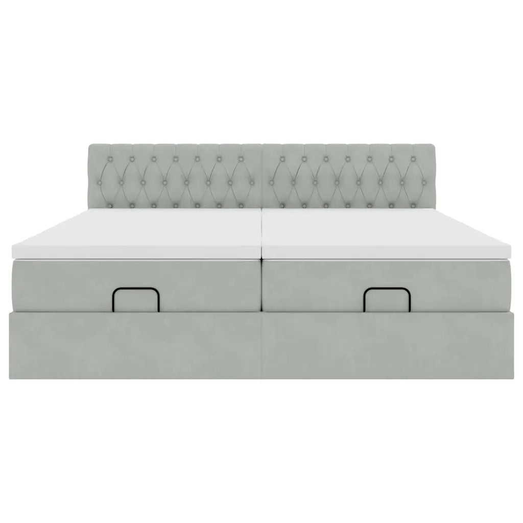 Struttura Letto Pouf con Materassi 200x200 cm Velluto 3312947