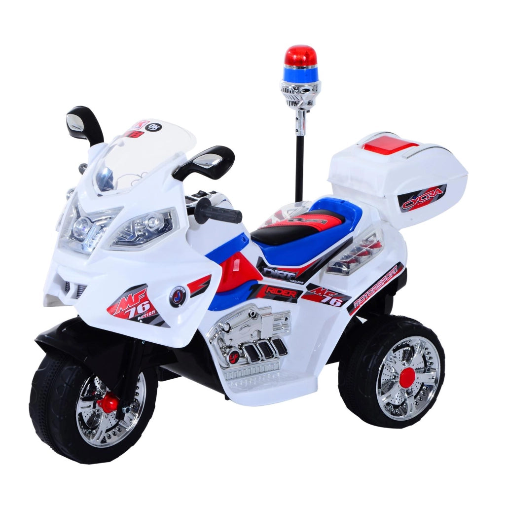 Moto Elettrica Polizia per Bambini 6V con Sirena Police Bianca