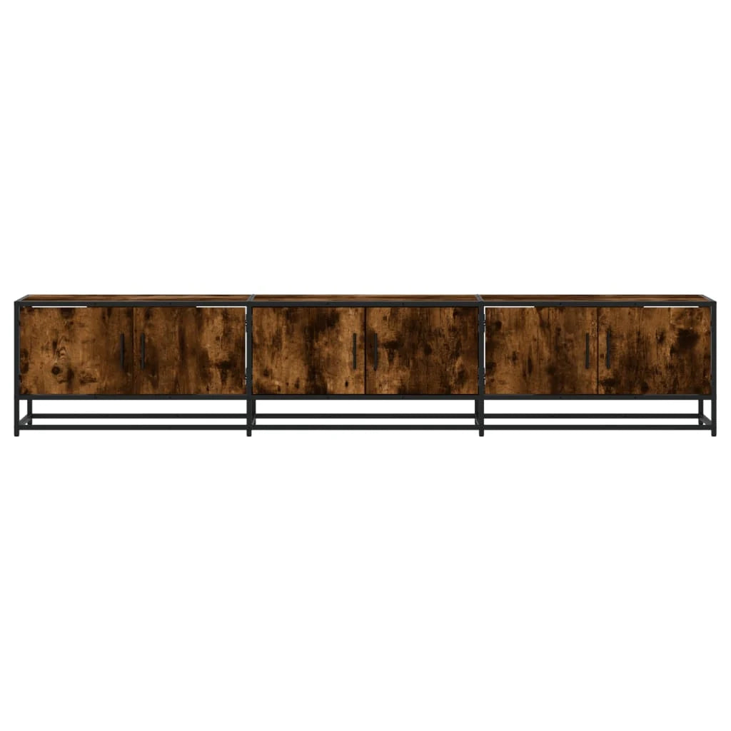 Mobile TV multimediale scaffale TV credenza mobile TV sala da pranzo soggiorno camera da letto rovere affumicato 210 x 35 x 41 cm legno ingegnerizzato marrone 02_0027369