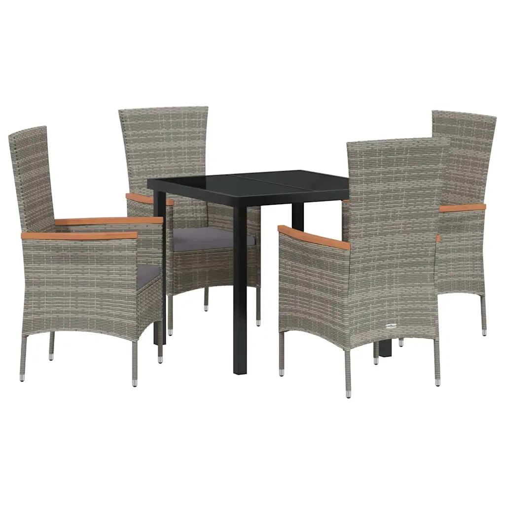 Set da Pranzo per Giardino con cuscino 5 pcs Grigio