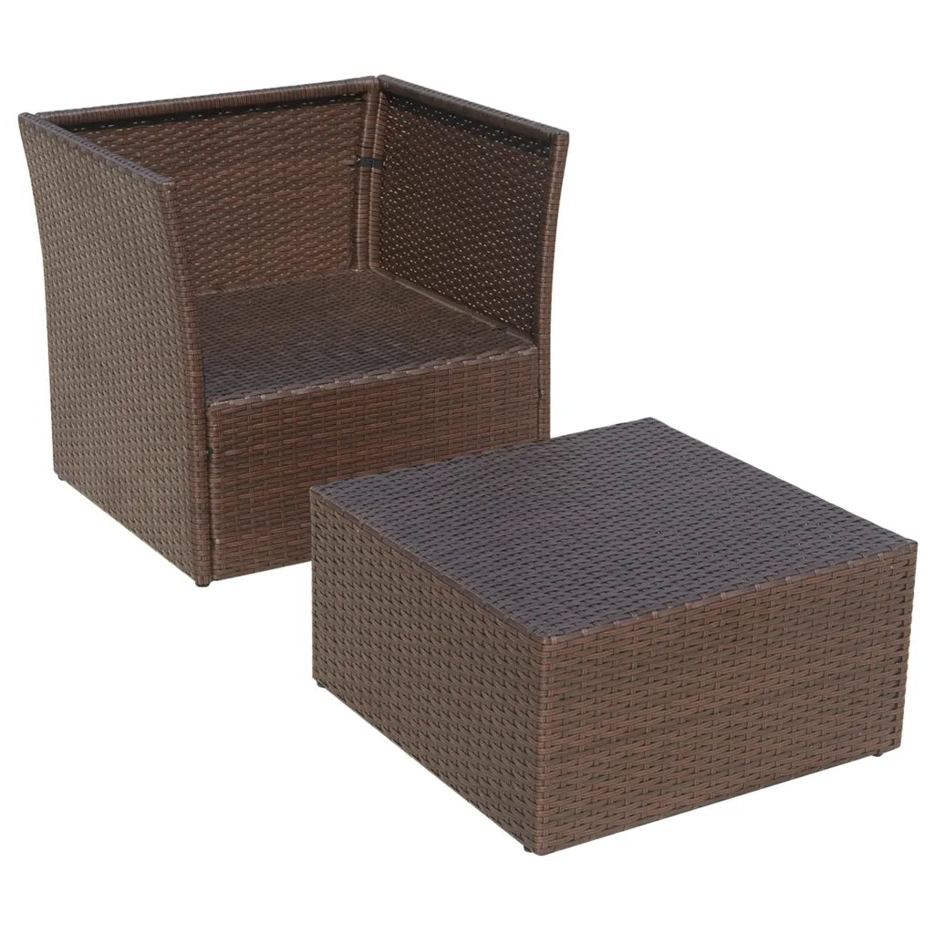 Sedia da Giardino con Poggiapiedi in Polyrattan Marrone 41980