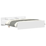 Letto matrimoniale | Letto per adulti | Giroletto con Testiera e Pediera Bianco 200x200 cm