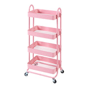 Carrello di servizio mobile contenitore per cucina/soggiorno con 4 cestelli 104 x 46 x 35 cm acciaio rosa 03_0009239