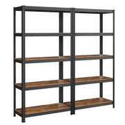 Scaffalatura metallica per carichi pesanti 180 x 90 x 40 cm 5 ripiani portata totale 875 kg (175 kg/ripiano) ripiani regolabili per garage/cantina nero 12_0...
