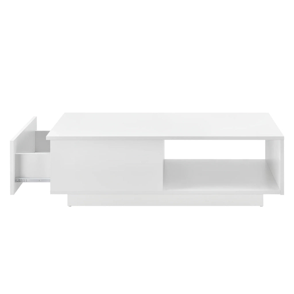 Tavolino da salotto con cassetto e vano contenitore 95 x 55 cm spessore 15 mm bianco lucido 03_0006143