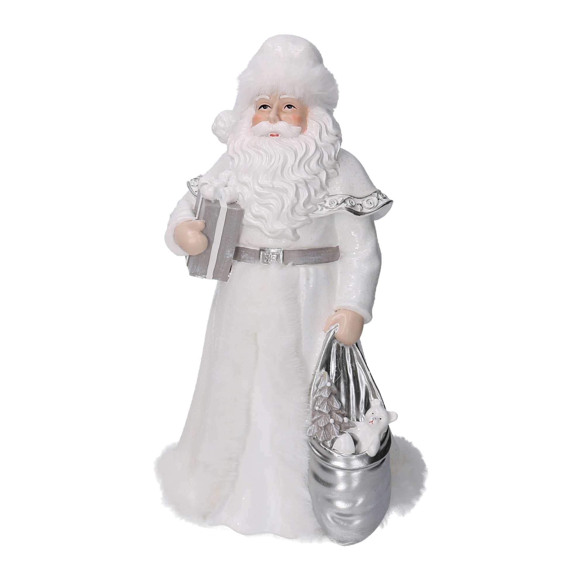 Babbo natale in resina bianco cm 16x15,5xh31