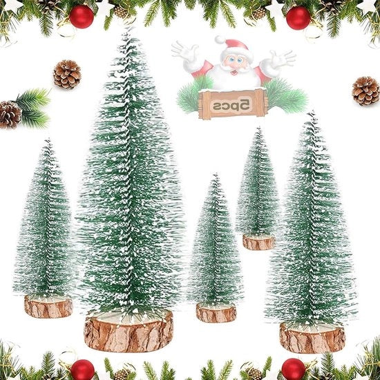 5 Pezzi Mini Den Decorazione Artificiale Albero di Natale Miniaturo Albero di Natale Artificiale Miniature Verde Den 10/15/20/25/30 cm 5 Dimensioni