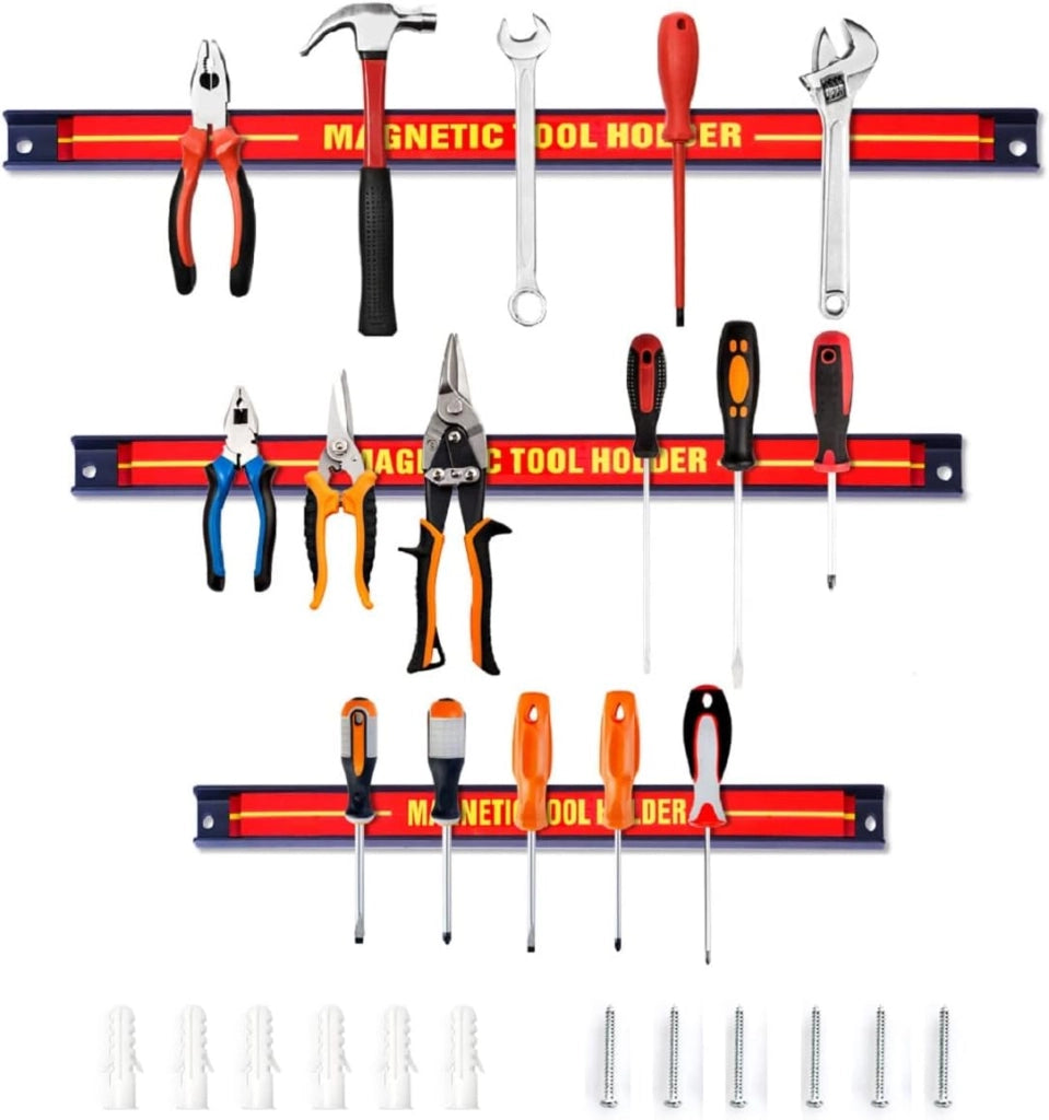 Portautensili Magnetici, Set di 12 Barre Magnetiche, Scaffale per Atrezzi da Parete, Contenitore degli Attrezzi, Organizzatore per Accessori, Supporto per Attrezzi, Portata 10 kg/Barra, 46 cm