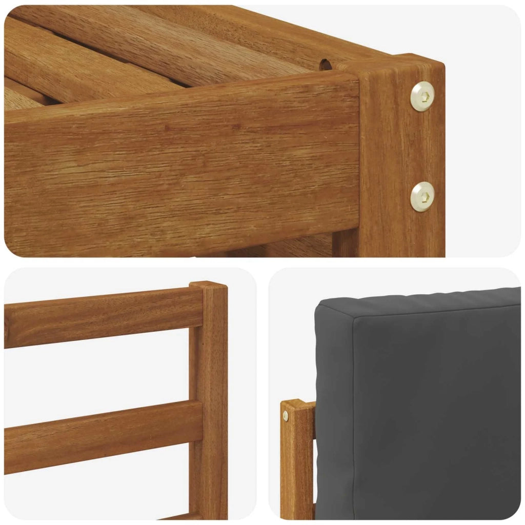 Set divani 5 pcs Naturale e Antracite Legno di Acacia Massello 3374632