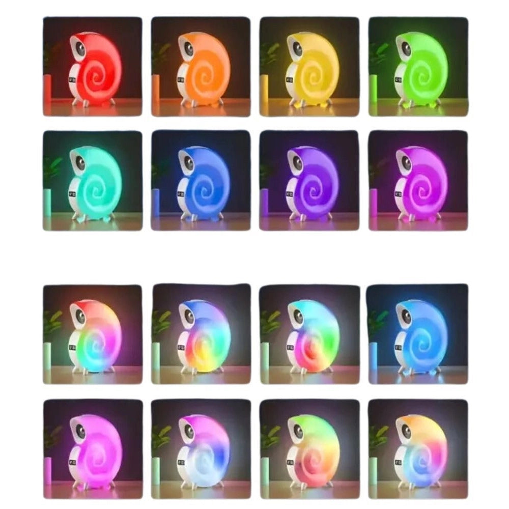 Trade Shop - Cassa Speaker Bluetooth Bt Lampada Led Rgb Conchiglia Con Orologio Display Sveglia -