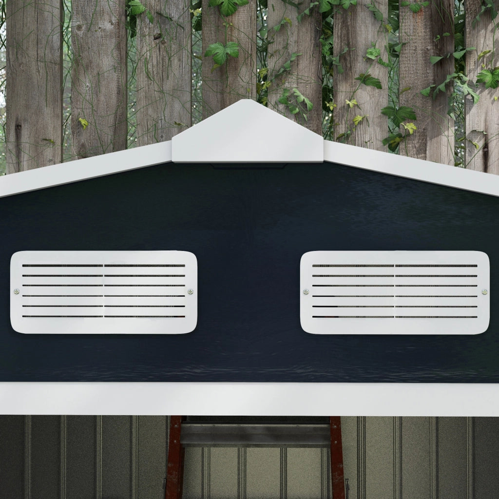 Capanno da giardino in acciaio grigio antracite con 2 porte scorrevoli e ventilazione