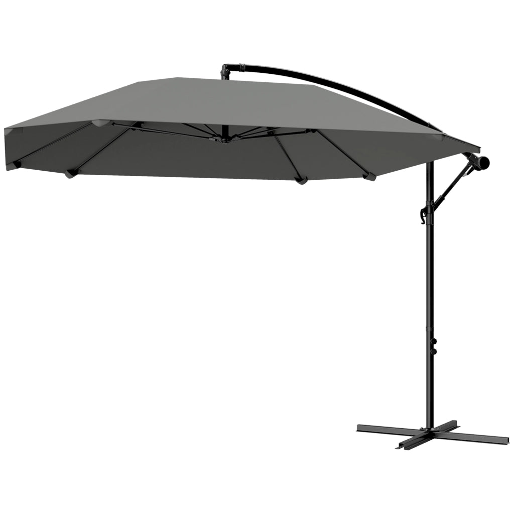 Ombrellone da Giardino Inclinabile 3m ¨C zephmum ¨C Grigio Fondo Base Manovella
