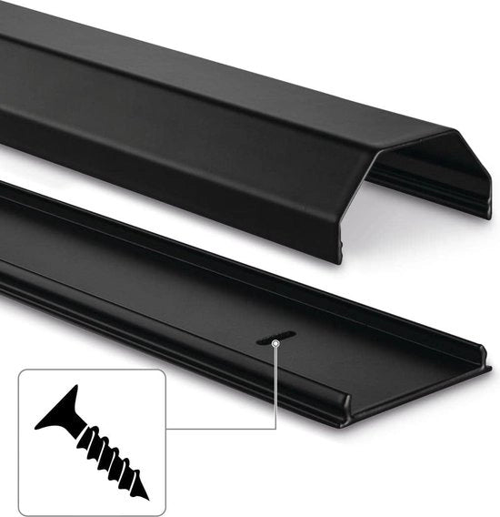 Goot per cavi in alluminio nero (lunghezza 1,1 metro, per 8 cavi, copertura metallica quadrata robusta, inclusa viti e presse)
