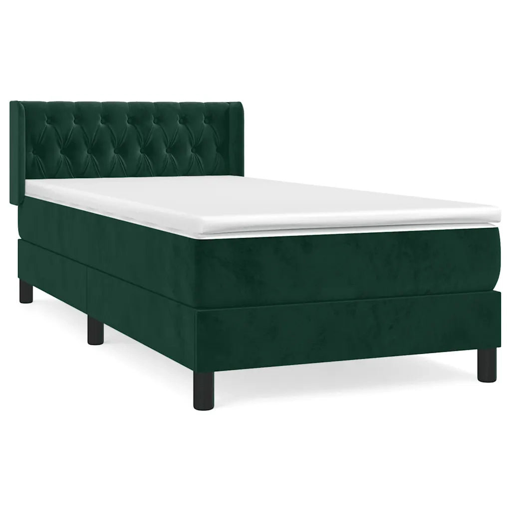 Giroletto a Molle con Materasso-Struttura Letto Verde Scuro 90x200 cm Velluto 953657