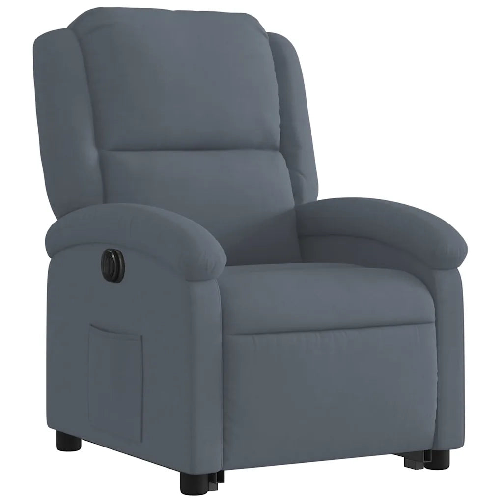 Poltrona Alzapersona Reclinabile Elettrica Grigio Scuro Velluto 3204323