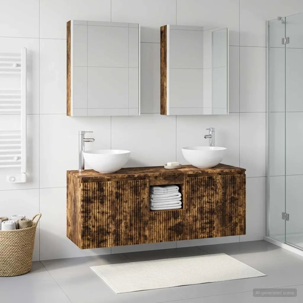 Set di Armadi da Bagno 5 pcs Rovere Fumo 53 x 15,5 x 70 cm 3406371