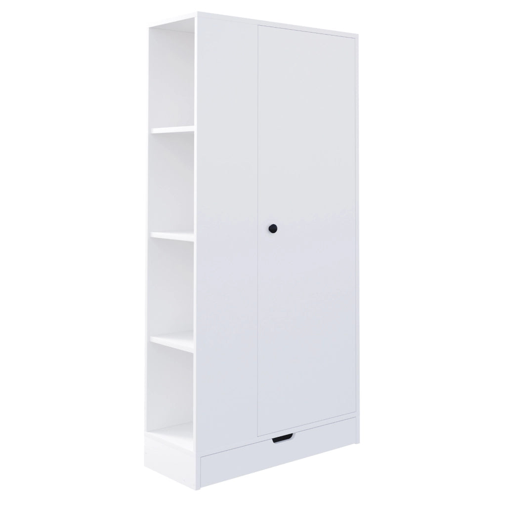 Armadio guardaroba a un'anta con ripiani regolabili 70x40x170 cm; bianco