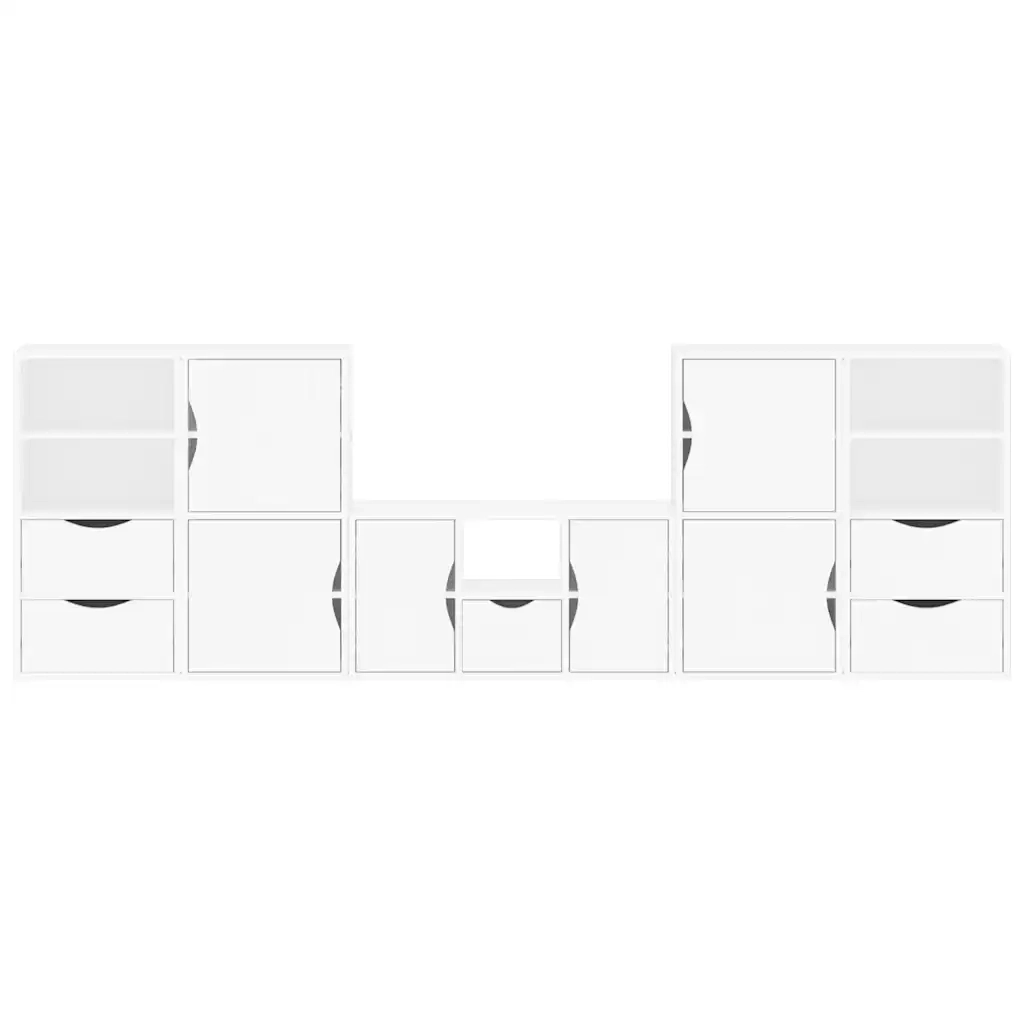 Mobile TV 5 pz con Contenitore ODDA Bianco in Legno di Pino 3365383