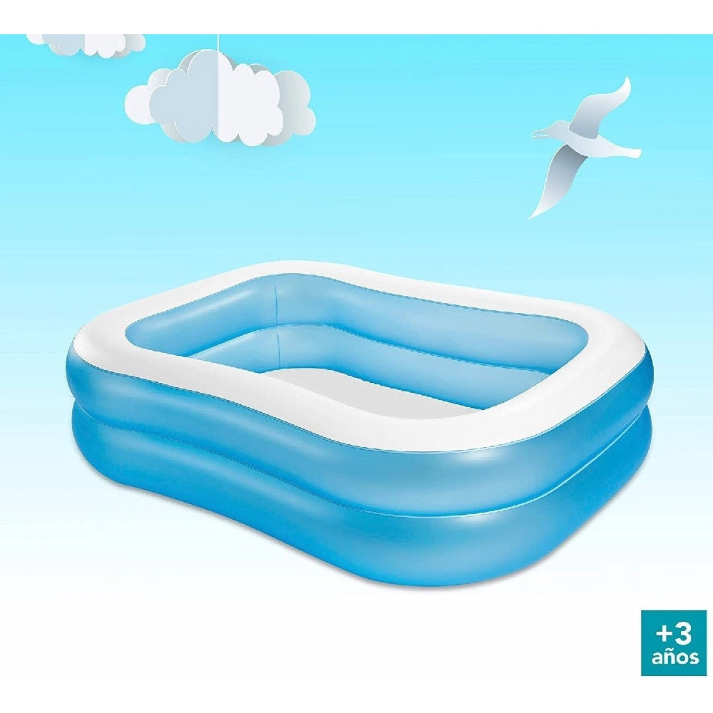 Trade Shop - Piscina Rettangolare Gonfiabile Family 2 Anelli 203x152x48 Cm 540lt Estate 57180 -