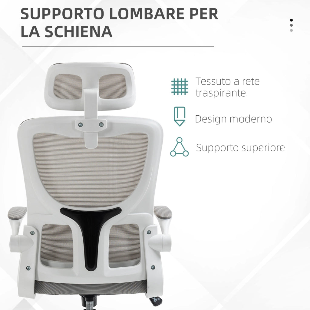 Sedia da Ufficio Ergonomica ¨C zephmum ¨C Grigio 60x59x114-122 cm con Poggiatesta