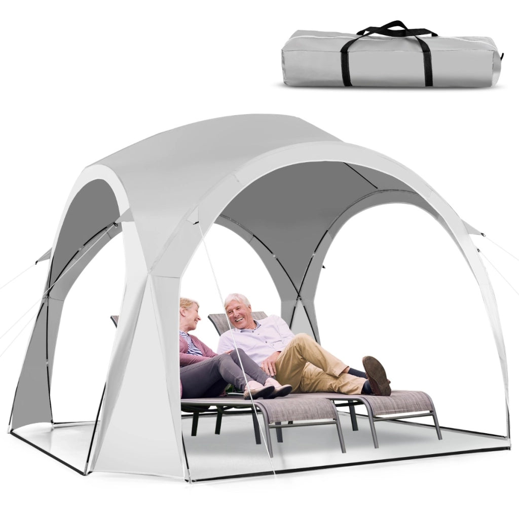 Tenda portatile parasole per 6-8 persone, Tenda con borsa da trasporto 16 picchetti 8 corde per il vento Bianco-Tende