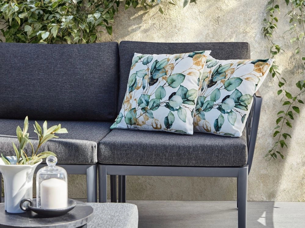 Set di 2 cuscini da esterno in poliestere multicolore 45 x 45 cm con motivo a foglie Accessorio da giardino