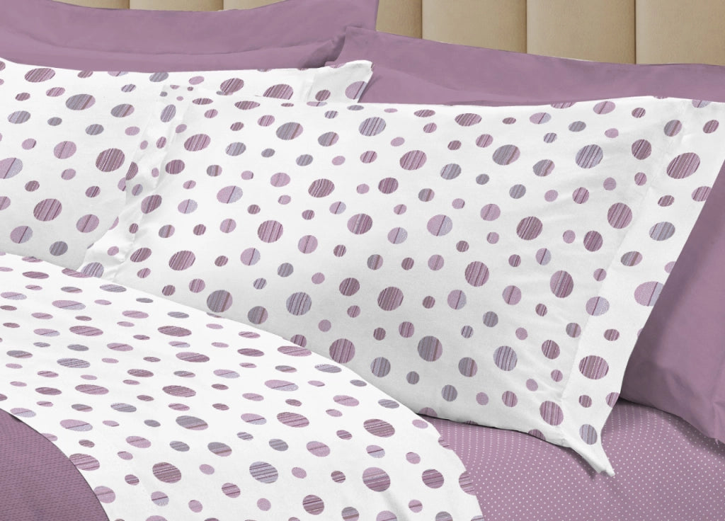 Completo Lenzuola Letto 100% Cotone Made Italy 3027 Disegno Dandy - Piazza E Mezza - Rosa