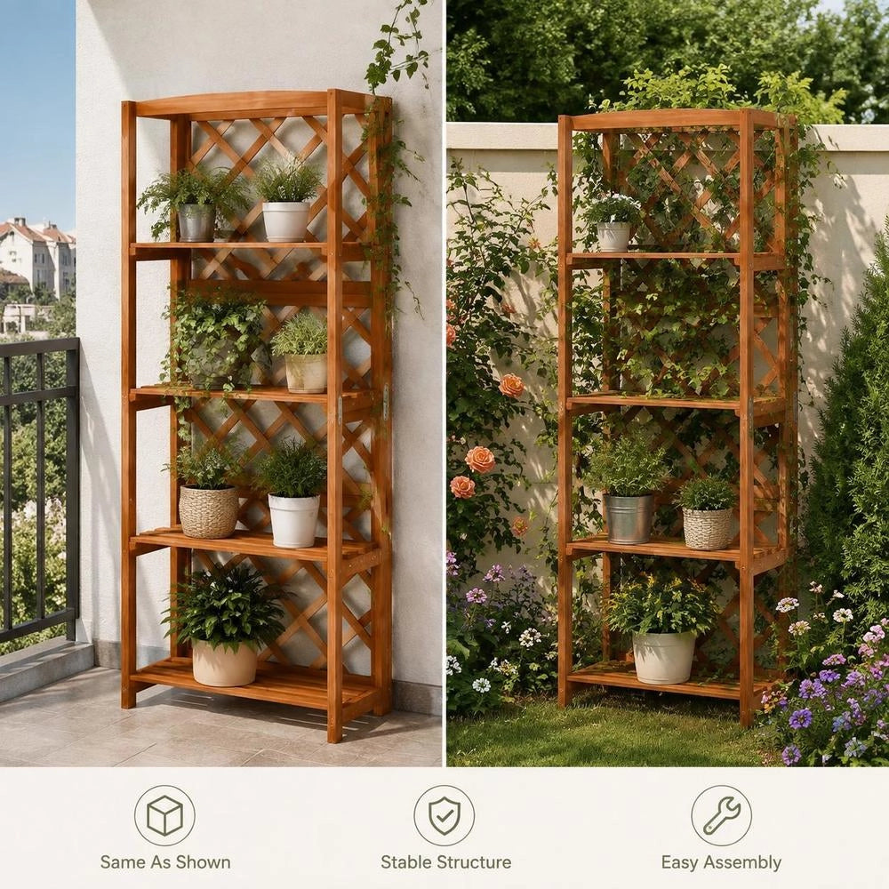 Trellis With Shelves 55x30x140 Cm Solid Fir Wood
