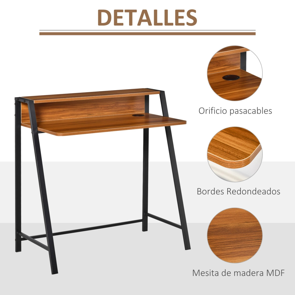 Scrivania per Computer Moderna ¨C zephmum ¨C Legno Rovere e Metallo, 84x45x85cm