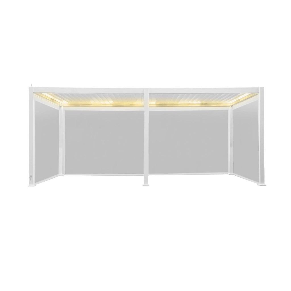Pergola bioclimatica 3x6m elettrica in alluminio con led + 4 tende 3m,