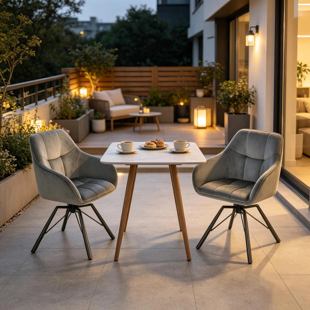 SEDIA GIREVOLE DA PRANZO 58,5 x 82,5 x 54,5 cm Velluto Grigio scuro Set da 2 pezzi