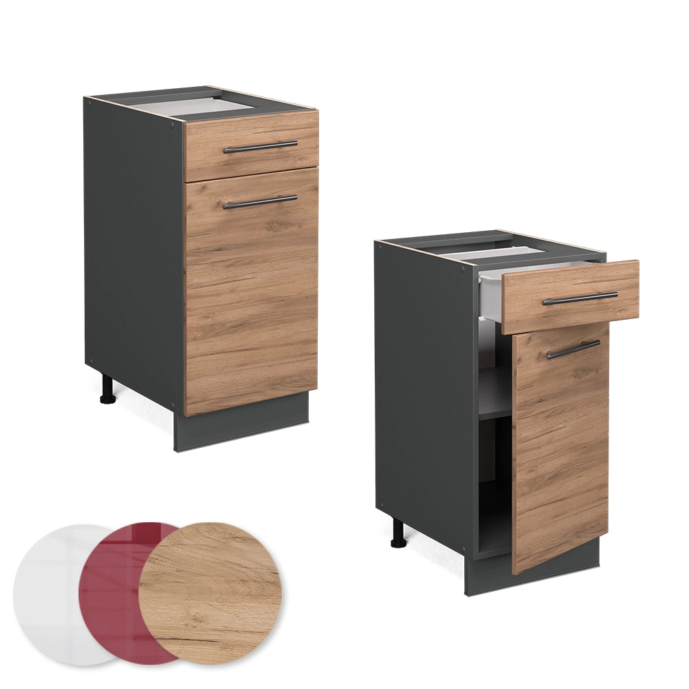Mobiletto base per cucina Fame-Line Rovere dorato/Antracite 40 cm senza piano di lavoro Vicco
