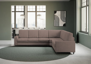 Divano Angolare 6 Posti 286x246x85 cm Sakar in Tessuto Talpa