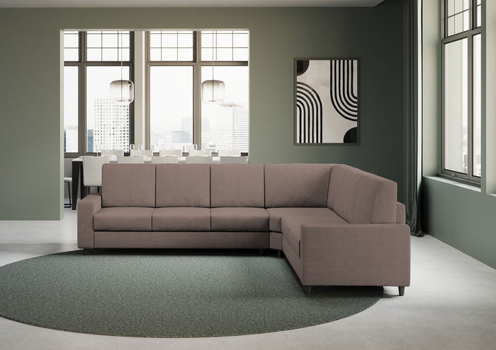 Divano Angolare 6 Posti 286x246x85 cm Sakar in Tessuto Talpa