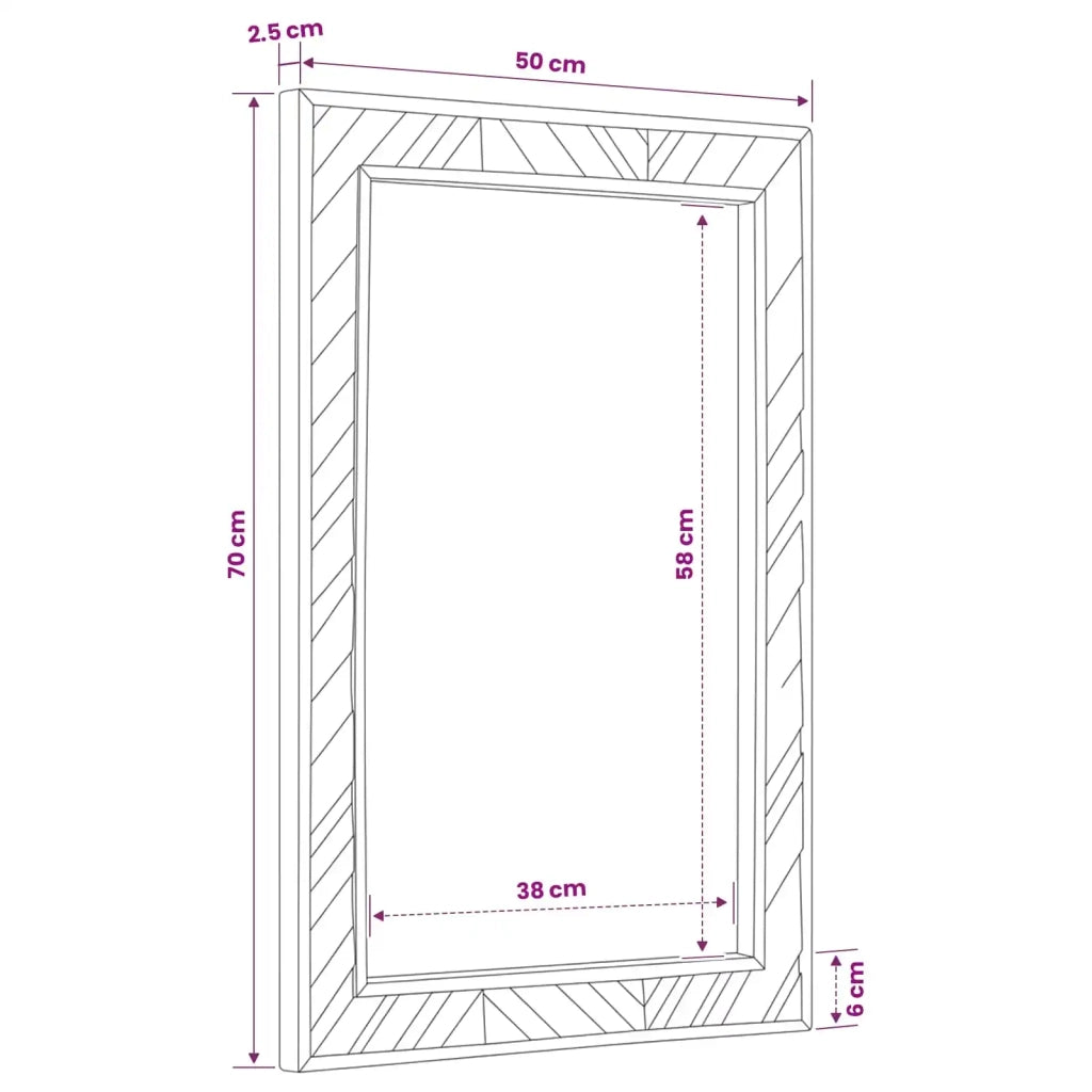 Specchio Montaggio a parete Marrone 70 x 50 x 3 cm Vetro