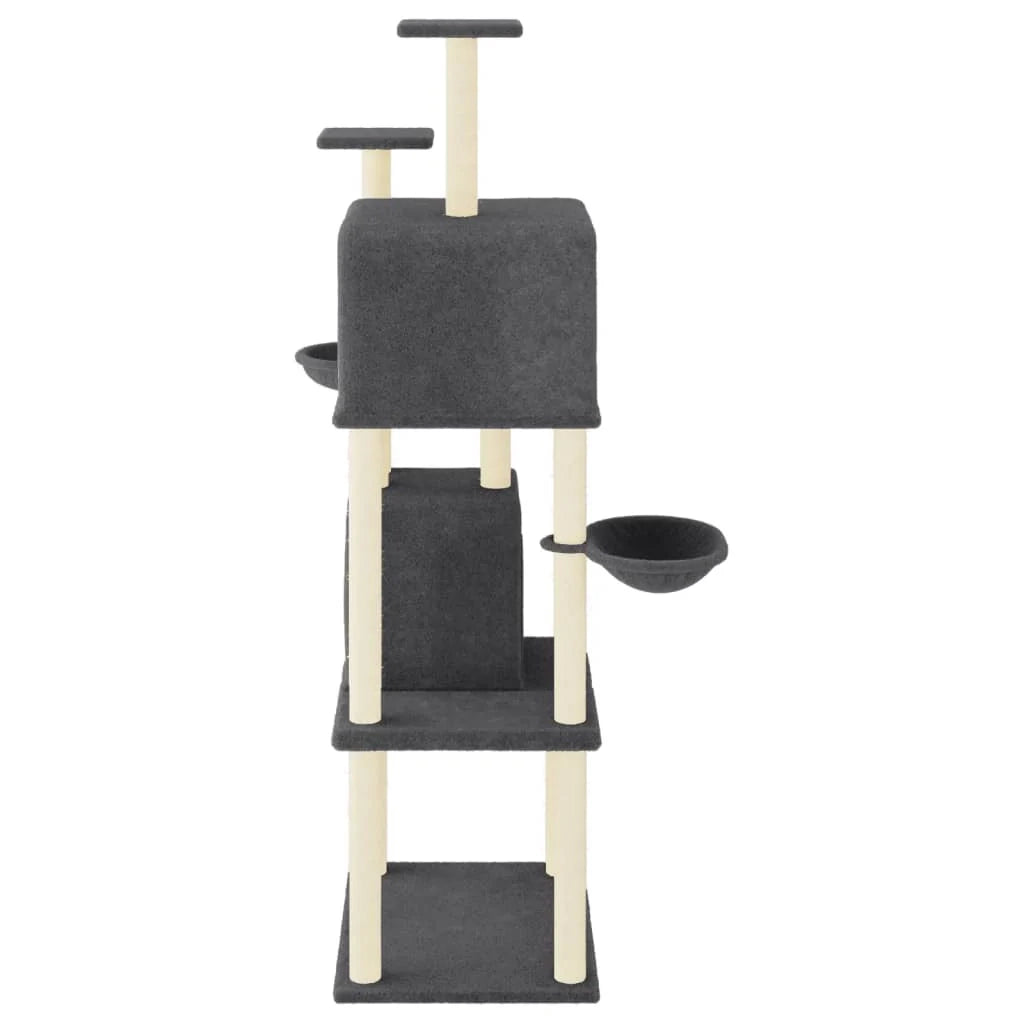 Tiragraffi per gatti mobili Tower Climbing Toy tiragraffi piattaforma da arrampicata con tiragraffi in sisal scuro 180 cm grigio 02_0022688