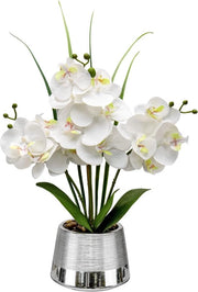 Orchidea in vaso da 40 cm, fiori artificiali, pianta con 14 fiori, orchidea in vaso zinco, decorazione per matrimonio, soggiorno, ufficio, camera da letto