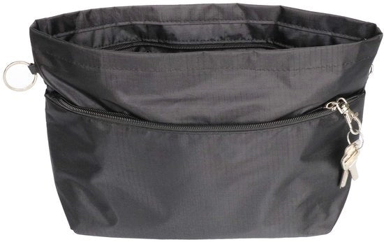 Organizzatore di Borsa Portatile, Espandibile con Cerniera, Impermeabile Nylon, Nero, M, Organizzatore di Borsa Portatile