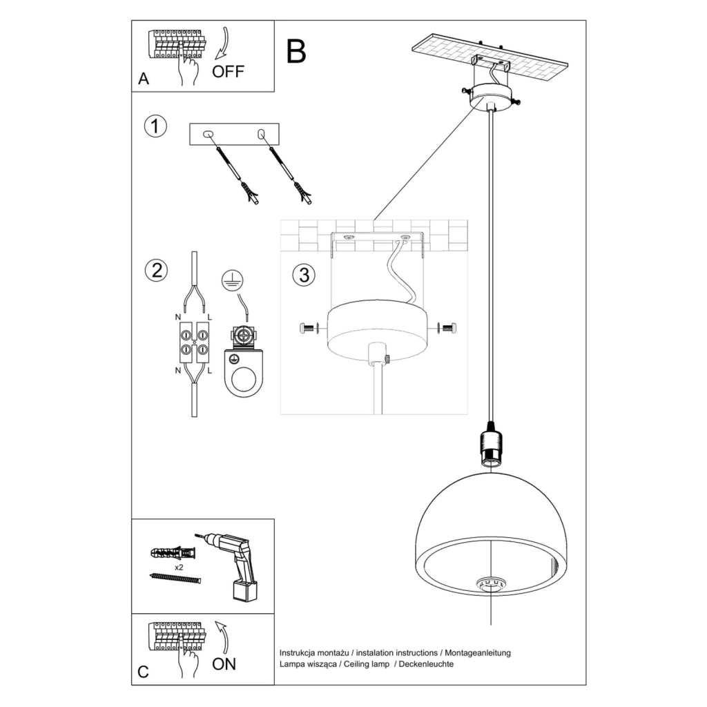 Lampada a sospensione cemento Carlito Pure Lume PU.0847
