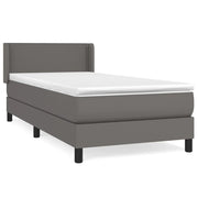 Letto singolo | Letto per adulti | Giroletto a Molle con Materasso Grgio 80x200 cm in Similpelle