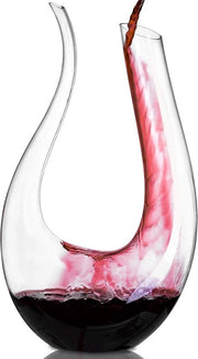 Set di caraffe da vino a forma di U, 1,5 L, in vetro di cristallo, senza piombo, con ventilazione, per vino rosso