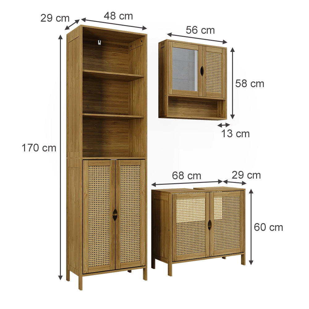 Vicco Set di mobili da bagno Bambù 3 parti