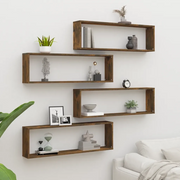 Mensole Parete Cubo 4pz Rovere Fumo 100x15x30 Legno Multistrato 815907